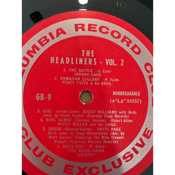The Headliners Volume 2 Columbia Record Club Exclusive Vinyl LP - Picture 4 of 6